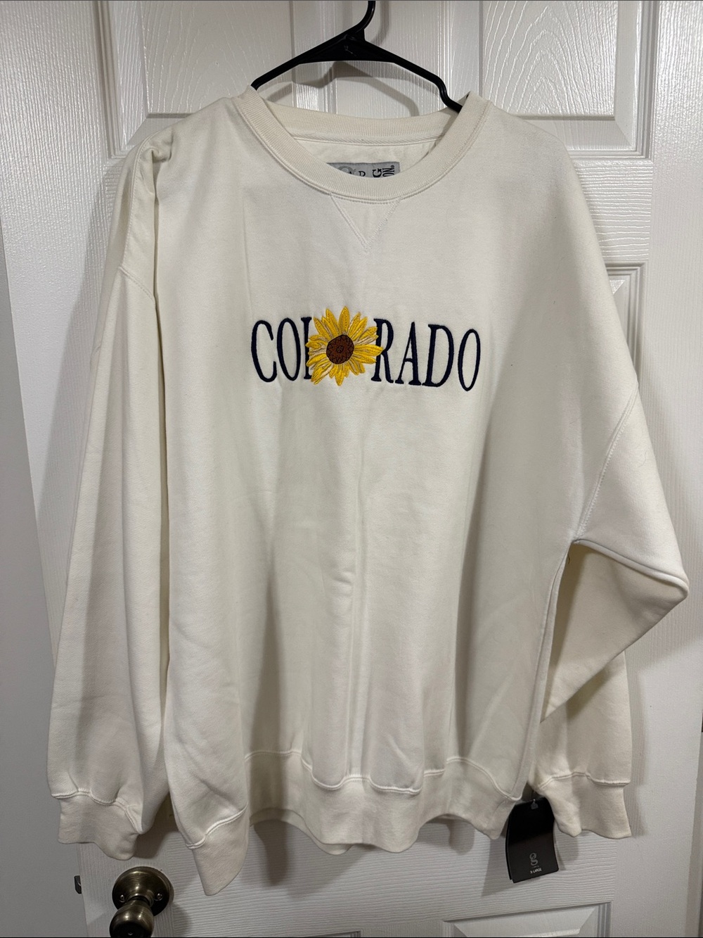 Gear For Sports Cream Crewneck Sweatshirt with Sunflower Embroidery